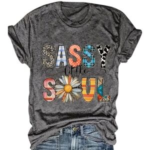 Graphic Tee Gray - 'Sassy Little Soul' T-shirt Short Sleeve NWT